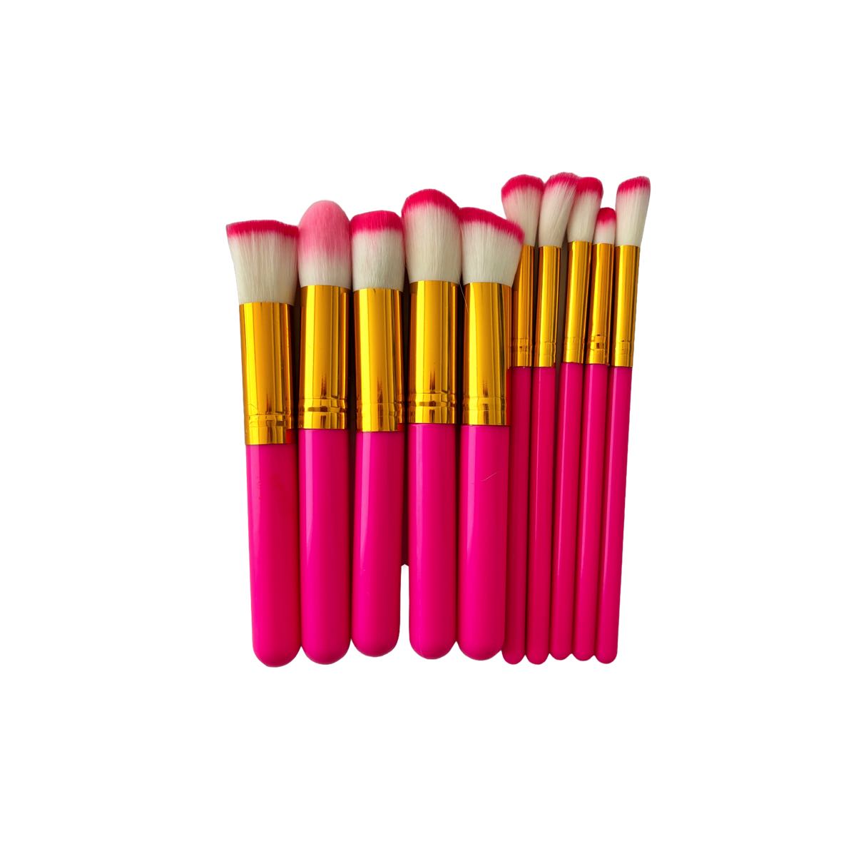 Set De 10 Brochas pinceles De Maquillaje Kabuki Colores.