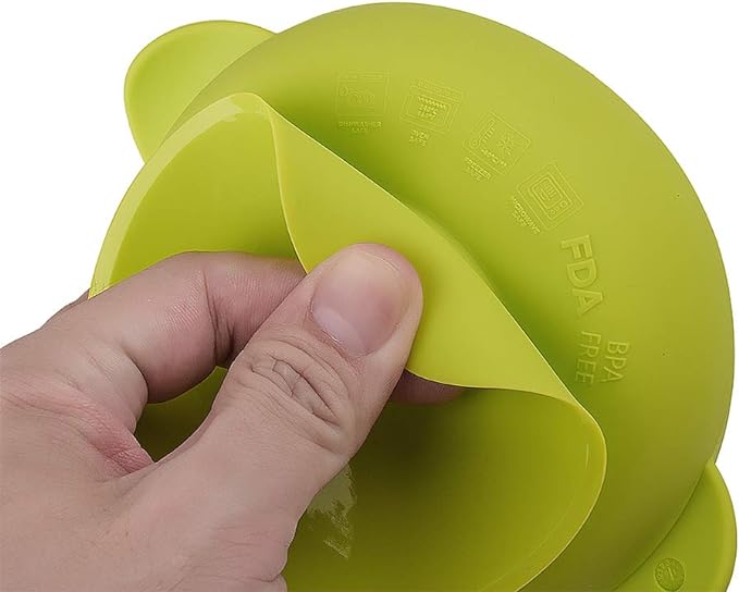 PAPU BABY Set de 2 tazones/bowl/plato y cuchara de Silicón 100% grado alimenticio con base de succión. Libre de BPA (Rosa/Beige).