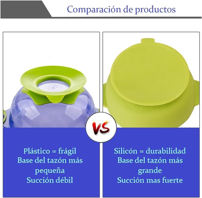 PAPU BABY Set de 2 tazones/bowl/plato y cuchara de Silicón 100% grado alimenticio con base de succión. Libre de BPA (Rosa/Beige).