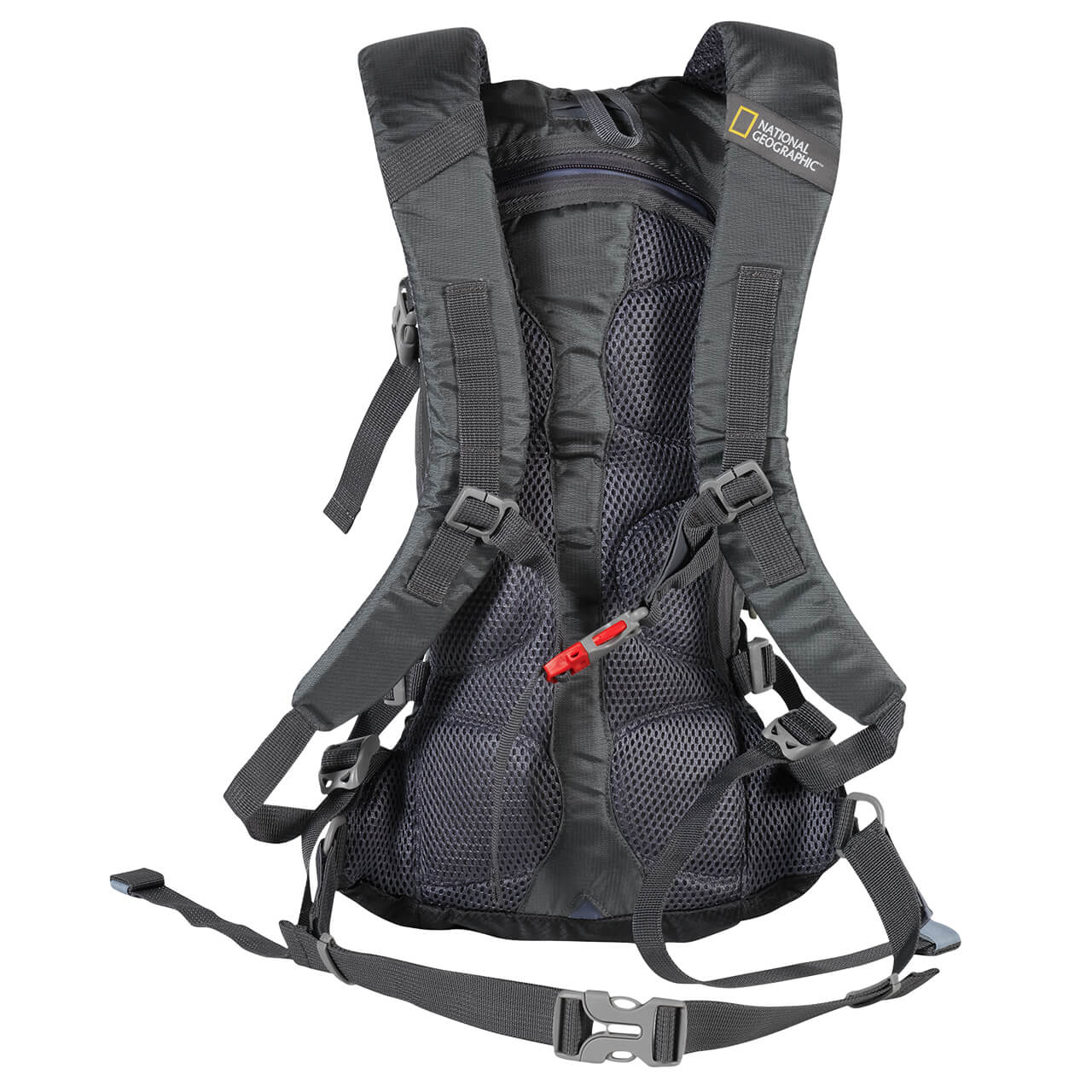 Mochila de hidratación Nat Geo, Yakima 12 L con silbato negro S.O.S., HNG1121, azul con gris.