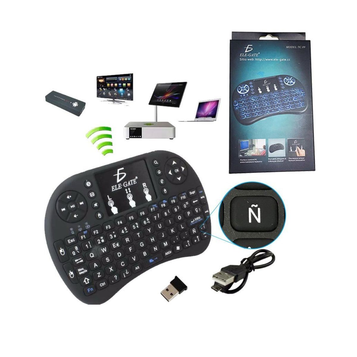 Mini Teclado Inalámbrico Touchpad Iluminado Smart Tv Xbox Pc.