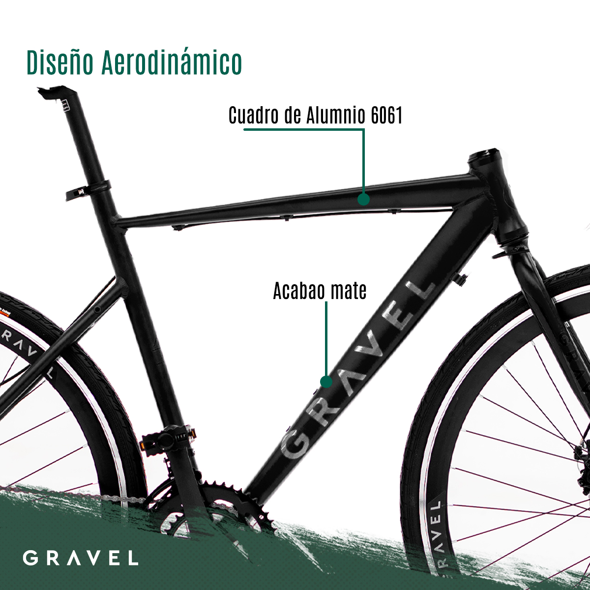 Bicicleta De Ruta Gravel Asphalt R700  Color Negro mate Tamaño del cuadro 54 cm.