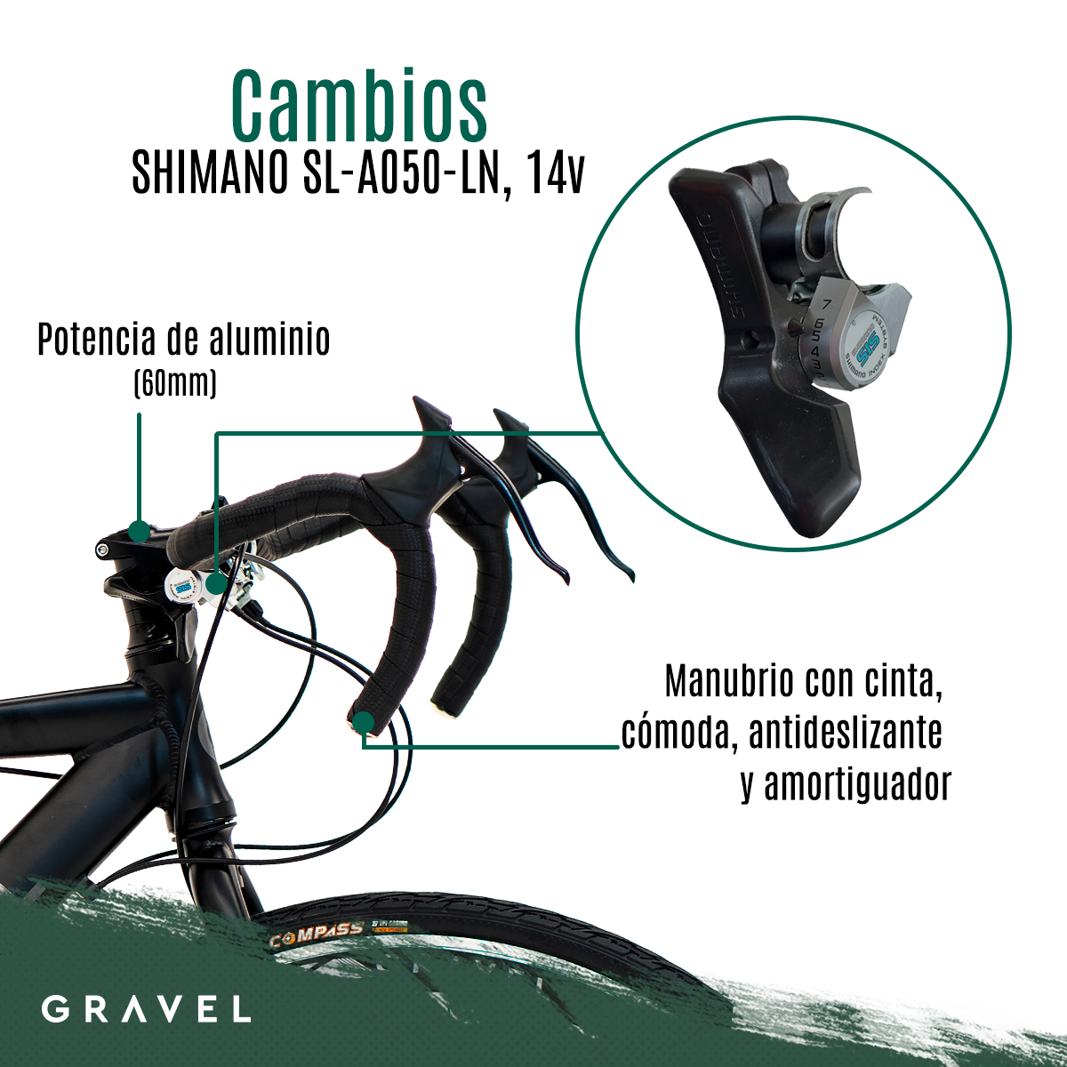 Bicicleta De Ruta Gravel Asphalt R700  Color Negro mate Tamaño del cuadro 54 cm.