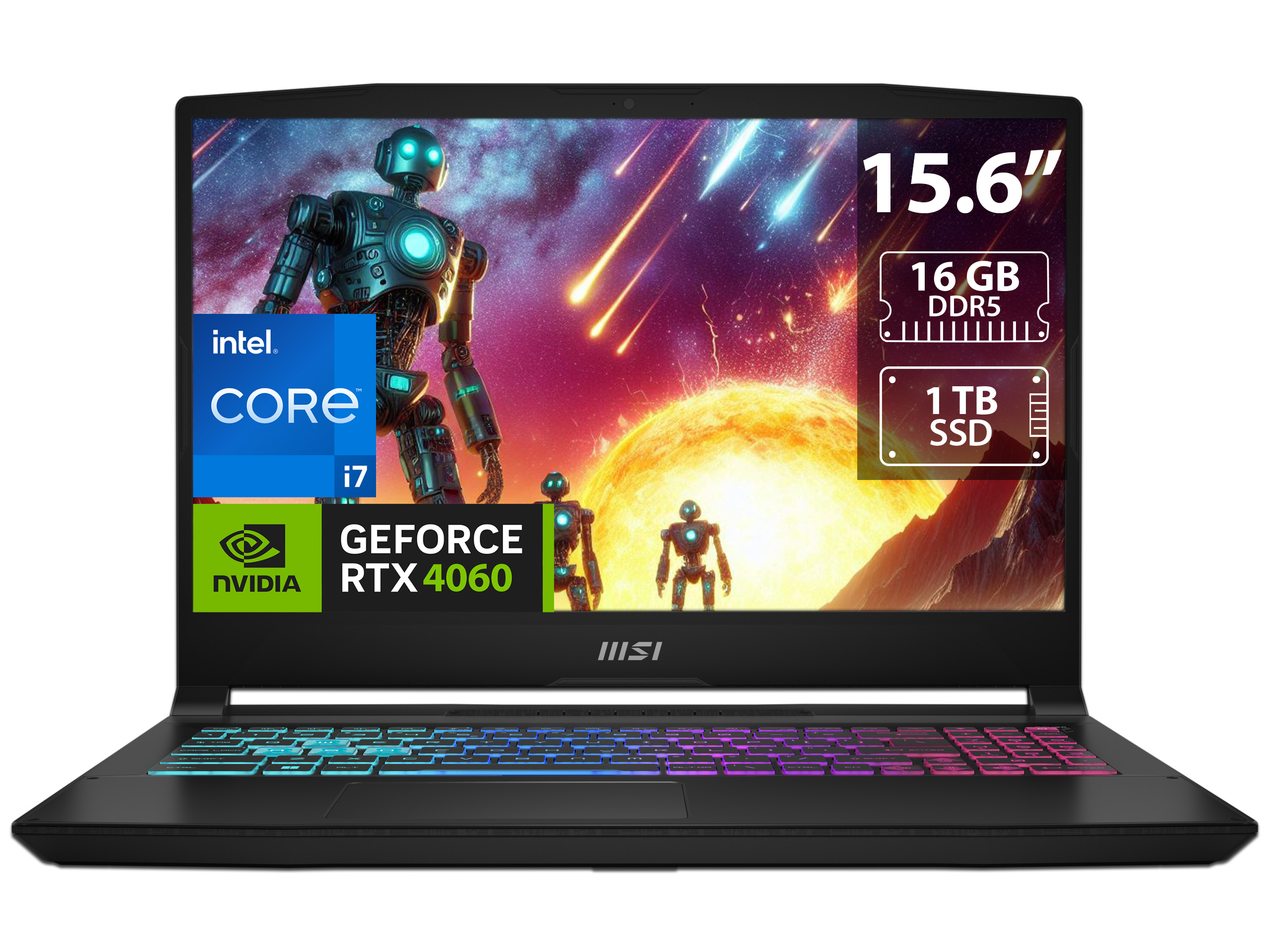 Laptop Gamer MSI Katana 15, Intel Core i7, RAM 16GB, SSD 1TB, RTX 4060, W11H.