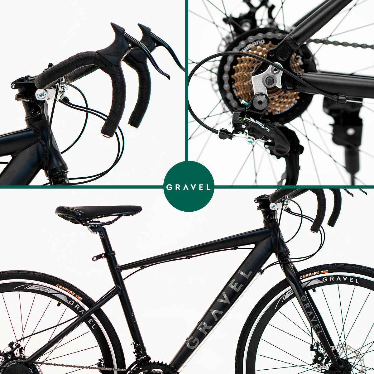 Bicicleta De Ruta Gravel Asphalt R700  Color Negro mate Tamaño del cuadro 54 cm.