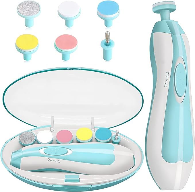 AXIDUN-Lima de uñas para bebé, Cortaúñas para bebé, Pulidora de uñas para bebé, Cortaúñas Versátiles，Lima de uñas para el cuidado del bebé(Verde).