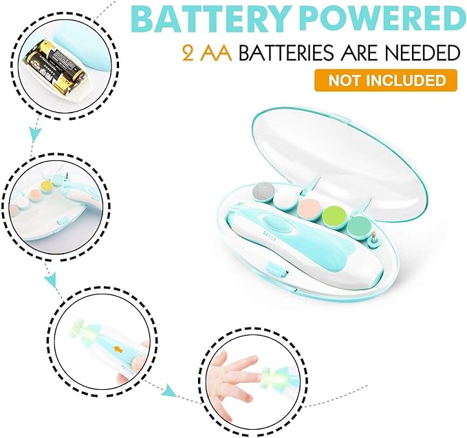 AXIDUN-Lima de uñas para bebé, Cortaúñas para bebé, Pulidora de uñas para bebé, Cortaúñas Versátiles，Lima de uñas para el cuidado del bebé(Verde).