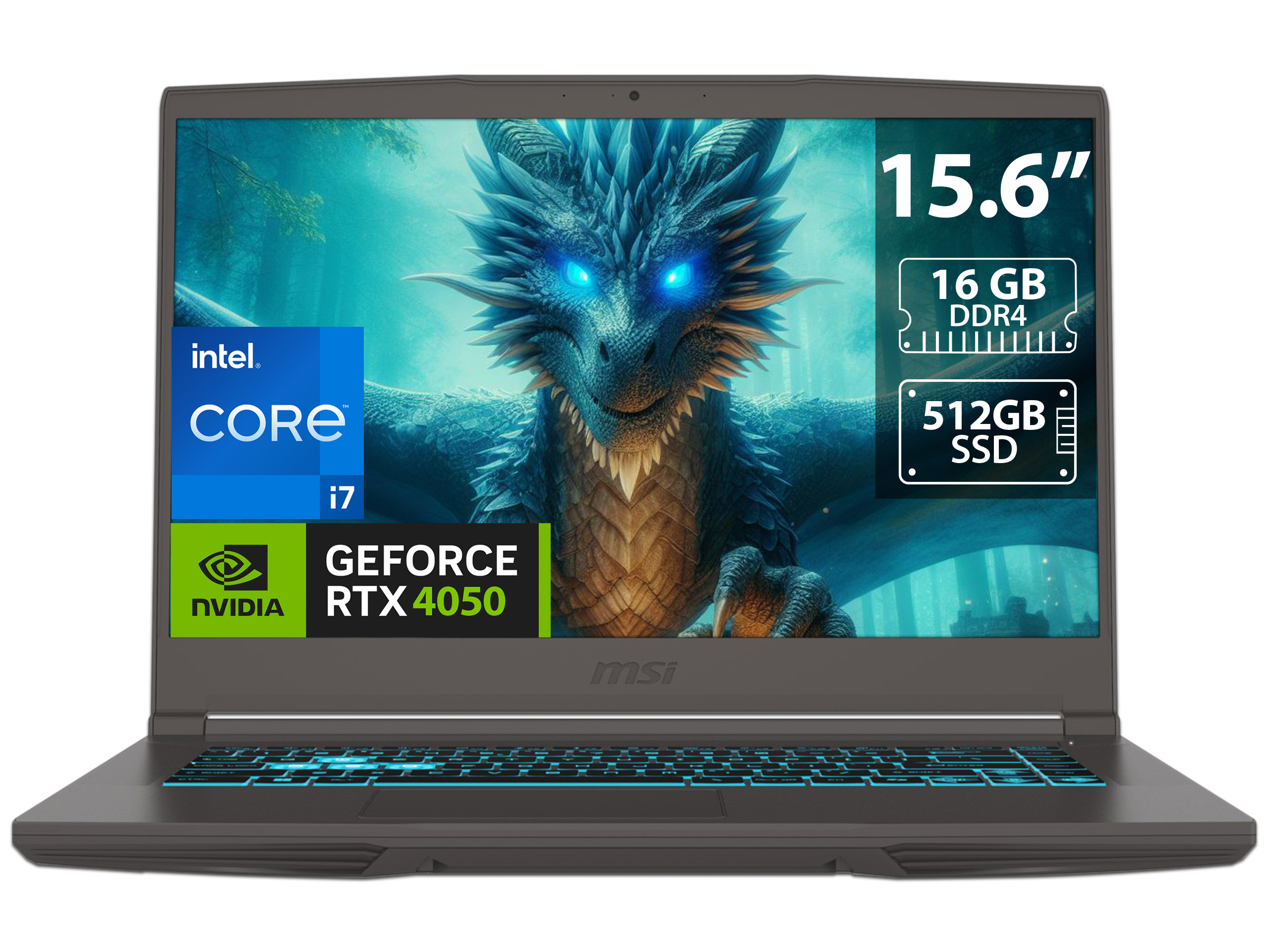 Laptop Gamer MSI Thin 15: Procesador Intel Core i7 12650H (Hasta 4.7 GHz), Memoria de 16GB DDR4, SSD de 512GB, Pantalla de 15.6" LED, NVIDIA GeForce RTX 4050, Windows 11 Home.
