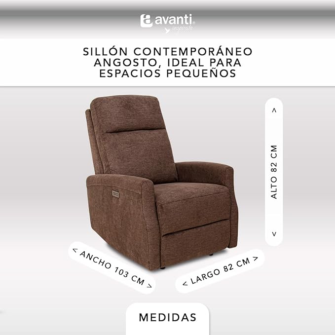 Sillón Reclinable Eléctrico Bonny de Tela Color Café