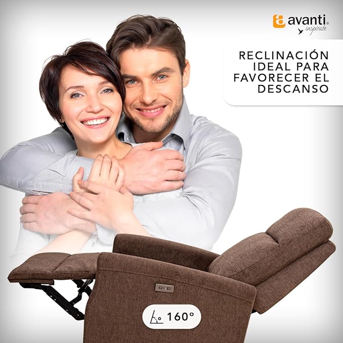 Sillón Reclinable Eléctrico Bonny de Tela Color Café