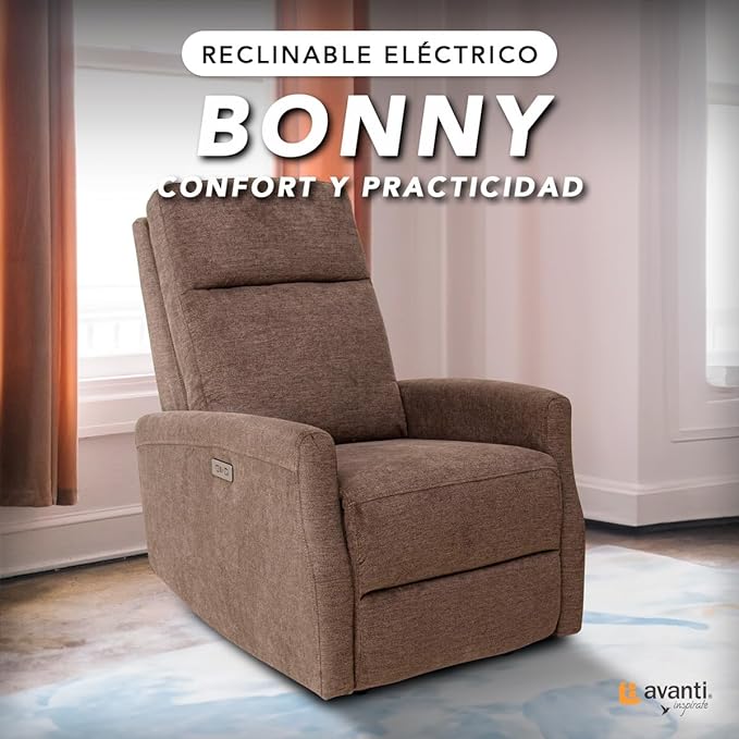 Sillón Reclinable Eléctrico Bonny de Tela Color Café