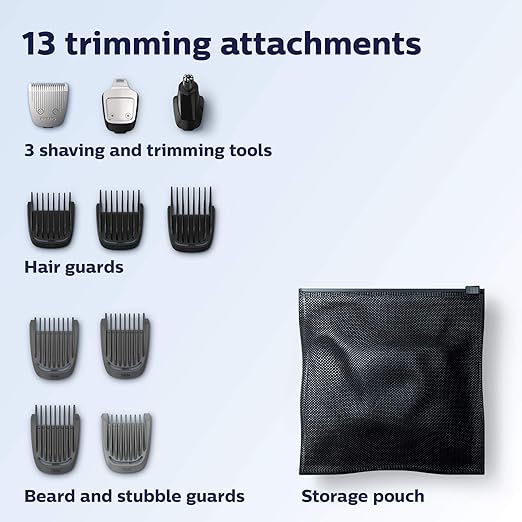A  Maquina para cortar cabello- todo en uno serie 3000, kit de aseo para hombre, 13 piezas, para barba, cara, nariz y oreja, recortadora de pelo y cortapelos sin necesidad de aceite de cuchilla, MG3750/60.