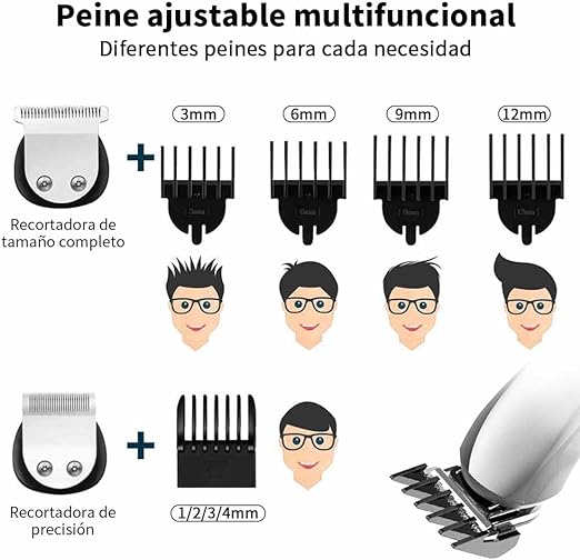 A VOICEPTT Afeitadora Electrica y Barbero Eléctrico, 16 en 1 kit de rasurado para hombre, Máquina para Cortar Cabello de Barba/Nariz/Pelo/Cara/Cuerpo, USB Carga Rápida.