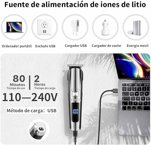 A VOICEPTT Afeitadora Electrica y Barbero Eléctrico, 16 en 1 kit de rasurado para hombre, Máquina para Cortar Cabello de Barba/Nariz/Pelo/Cara/Cuerpo, USB Carga Rápida.