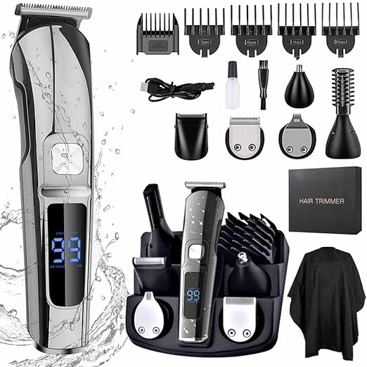 A VOICEPTT Afeitadora Electrica y Barbero Electrico 16 en 1 kit de rasurado para hombre Maquina para Cortar Cabello de Barba Nariz Pelo Cara Cuerpo