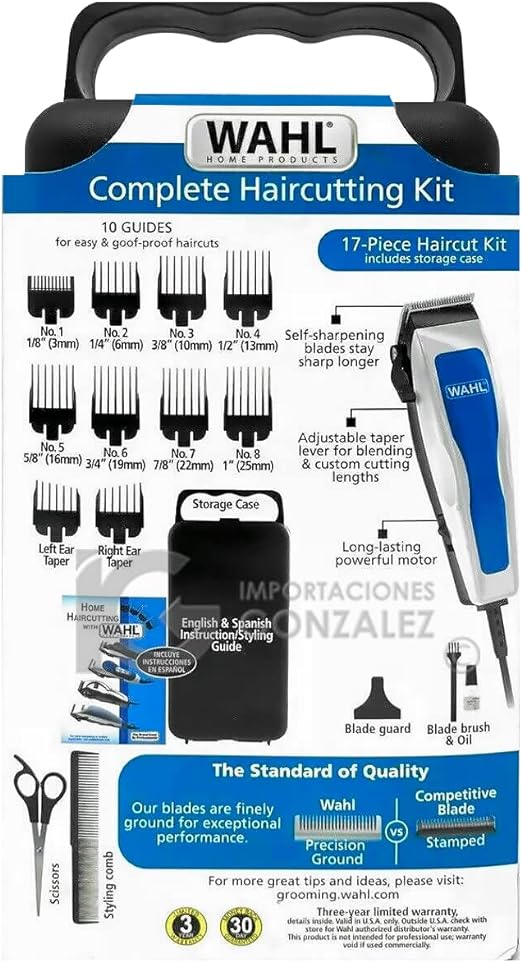 A Maquina Wahl Para Cortar Cabello Y Barba Kit Completo 17 Piezas.