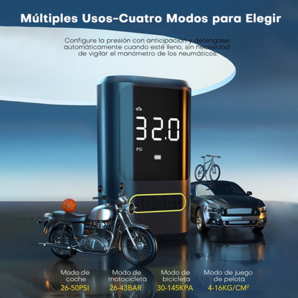 "Compresor De Aire Portatil 80w Inflador De Llantas Bomba negro "