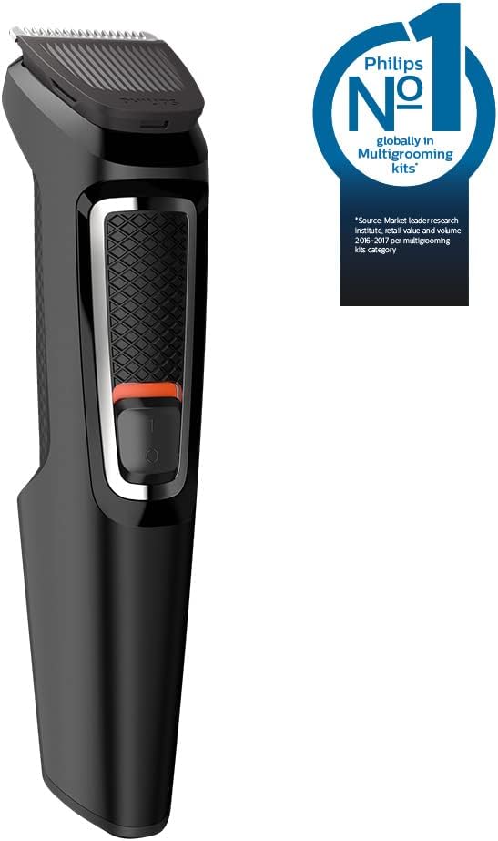 A Philips Multigroom Series 3000, Recortador todo en uno, 11 longitudes, MG3730/15, para cara, cabello y nariz.
