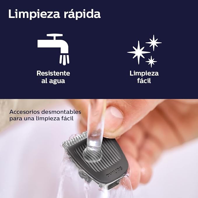 A Philips Multigroom Series 3000, Recortador todo en uno, 11 longitudes, MG3730/15, para cara, cabello y nariz.