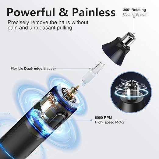 A Sendowtek Recortadora de Nariz Eléctrico, Depiladora de Nariz Hombre, Cortador de Vello Naríz Recargable, Maquina Vello Nariz, Electric Nose Trimmer con Cabezal de Repuesto, Indoloro, Impermeable.
