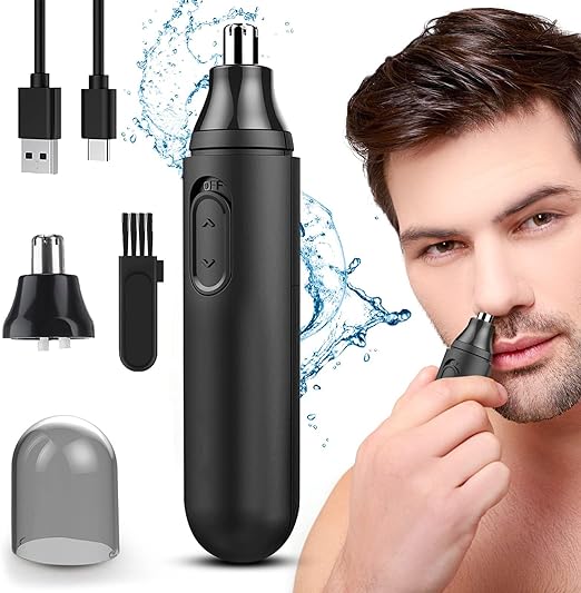 A Sendowtek Recortadora de Nariz Eléctrico, Depiladora de Nariz Hombre, Cortador de Vello Naríz Recargable, Maquina Vello Nariz, Electric Nose Trimmer con Cabezal de Repuesto, Indoloro, Impermeable.