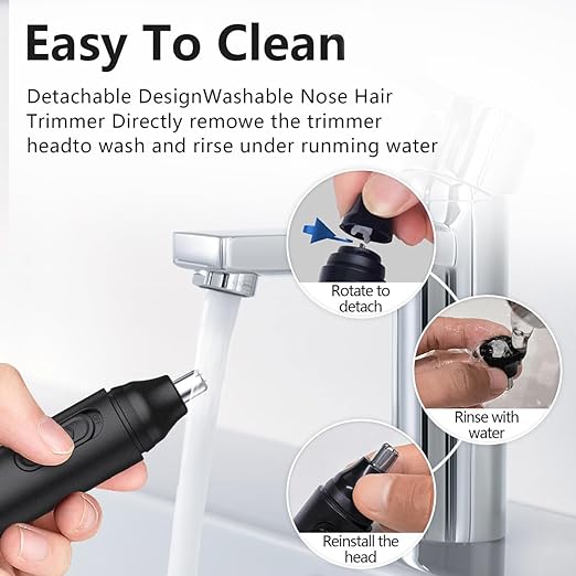 A Sendowtek Recortadora de Nariz Eléctrico, Depiladora de Nariz Hombre, Cortador de Vello Naríz Recargable, Maquina Vello Nariz, Electric Nose Trimmer con Cabezal de Repuesto, Indoloro, Impermeable.