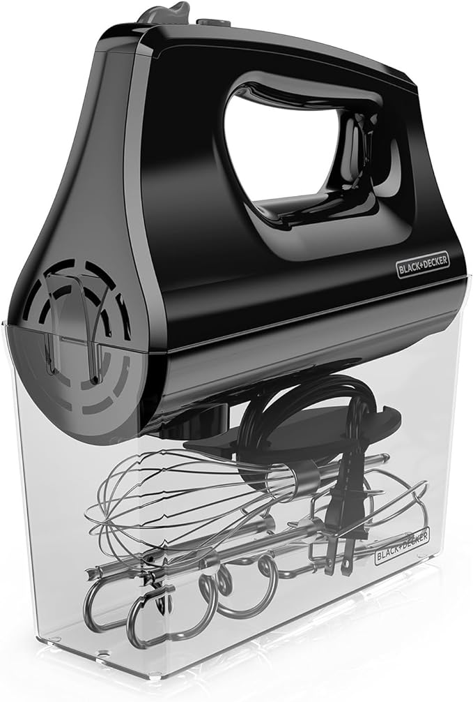 A BATIDORA DE MANO BLACK+DECKER 5 VELOCIDADES NEGRA MX400B-LA.