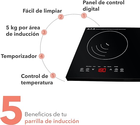 RCA Parrilla de Inducción de Cristal Templado (2 Quemadores) RC-12A4.