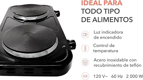 RCA Parrilla Eléctrica Plancha de Doble Disco Plano RC2000N.