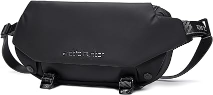 Riñonera Hombre YB00047, ARCTIC HUNTER AH Bandolera Cruzada Impermeable, Bolso de Pecho Antirrobo con Cremallera para Viaje, Senderismo, Ocio y Actividades al Aire Libre para Mujeres y Hombres (Negro).