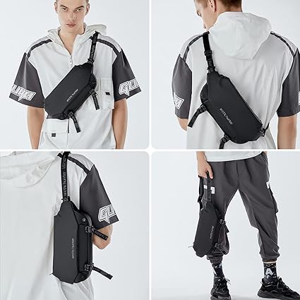 Riñonera Hombre YB00047, ARCTIC HUNTER AH Bandolera Cruzada Impermeable, Bolso de Pecho Antirrobo con Cremallera para Viaje, Senderismo, Ocio y Actividades al Aire Libre para Mujeres y Hombres (Negro).