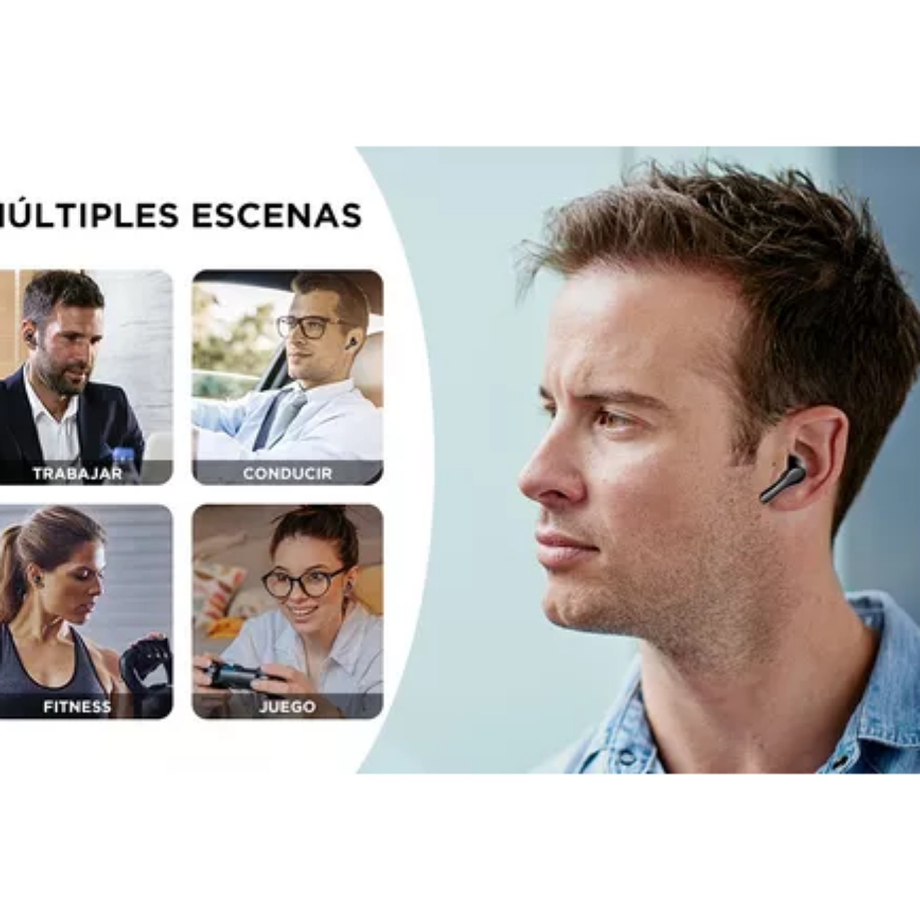 Audífonos in-ear gamer inalámbricos HTC TWS12 negro con luz LED