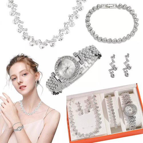 Set De Reloj Con Caja De Regalo De 4 Piezas Para Mujer