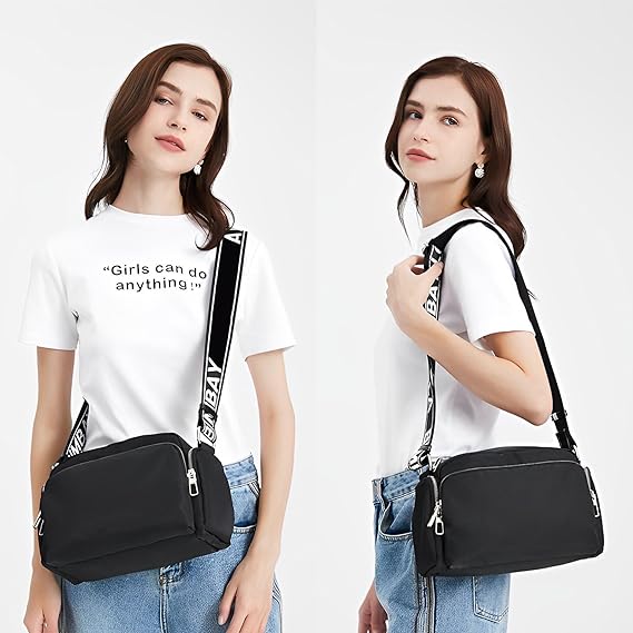 A Bolso Crossbody Mujer, Impermeables Bolsa para Mujer Correas Ajustables de Viaje con Múltiples Bolsillos Lona Bolsa de Hombro Gran Capacidad Bolso de Moda Emparejamiento Diario.