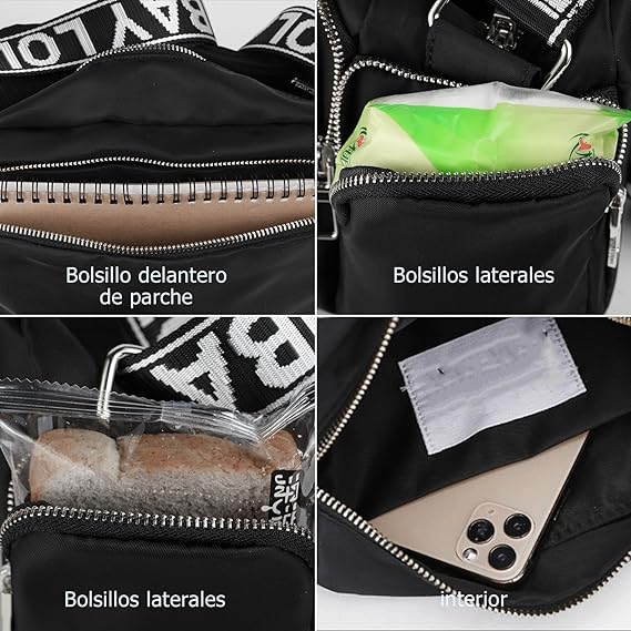 A Bolso Crossbody Mujer, Impermeables Bolsa para Mujer Correas Ajustables de Viaje con Múltiples Bolsillos Lona Bolsa de Hombro Gran Capacidad Bolso de Moda Emparejamiento Diario.