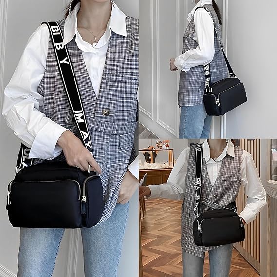 A Bolso Crossbody Mujer, Impermeables Bolsa para Mujer Correas Ajustables de Viaje con Múltiples Bolsillos Lona Bolsa de Hombro Gran Capacidad Bolso de Moda Emparejamiento Diario.