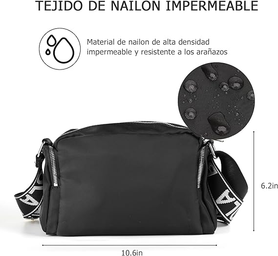 A Bolso Crossbody Mujer, Impermeables Bolsa para Mujer Correas Ajustables de Viaje con Múltiples Bolsillos Lona Bolsa de Hombro Gran Capacidad Bolso de Moda Emparejamiento Diario.
