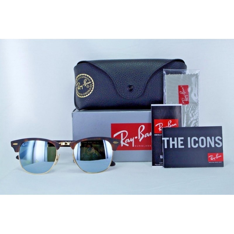 Lentes de sol Ray Ban Rb3016 114530 Clubmaster Plata Espejo Carey Icon