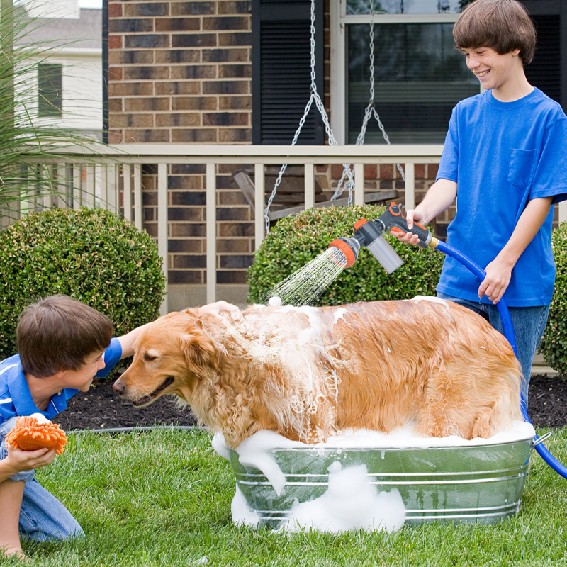 Boquilla de pulverizador de espuma de agua de alta presión, 8 modos ajustables, lavado de mascotas, limpieza de baño, jardín, ducha de perros, cepillo de baño, herramienta de limpieza