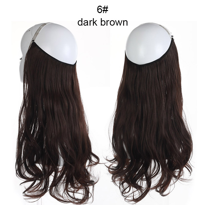 Extensiones Cabello De Liga / Halo De Fibra Resistente Al Calor M01-6 CASTAÑO OBSCURO MEDIO