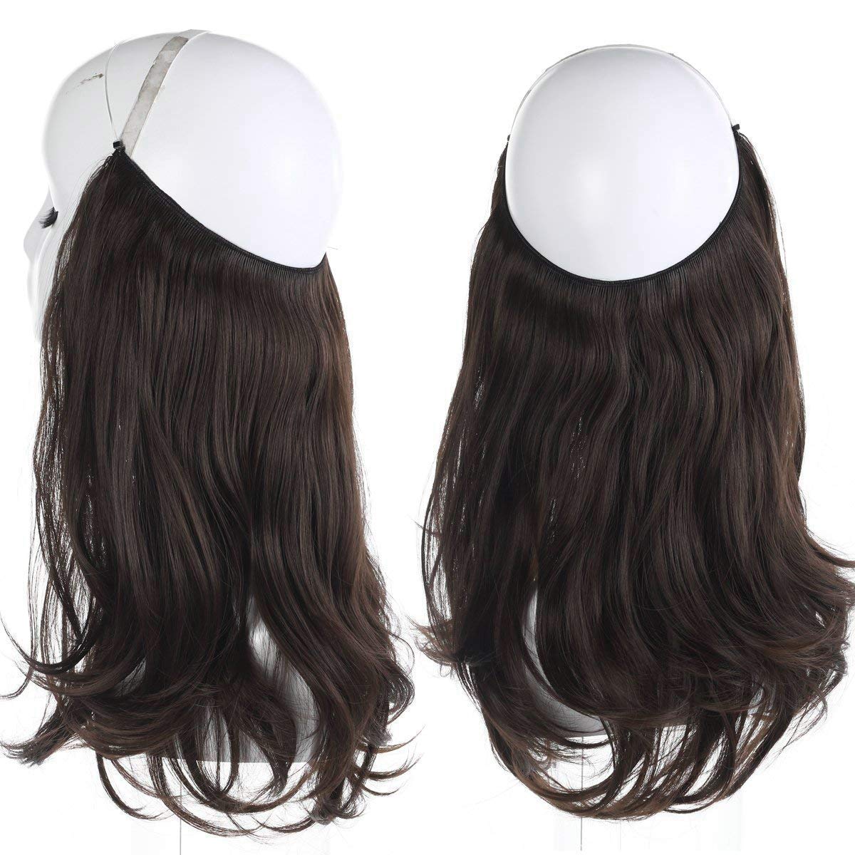 Extensiones Cabello De Liga / Halo De Fibra Resistente Al Calor M01-6 CASTAÑO OBSCURO MEDIO