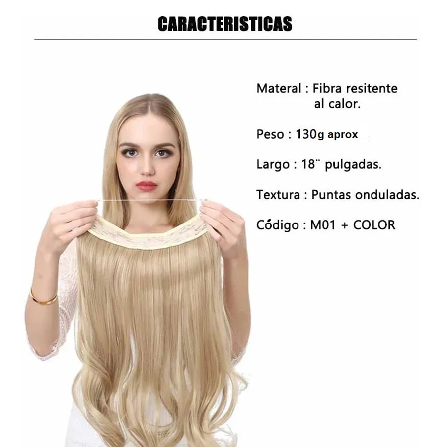 Extensiones Cabello De Liga / Halo De Fibra Resistente Al Calor M01-1BT171 NEGRO BALAYAGE PLATA