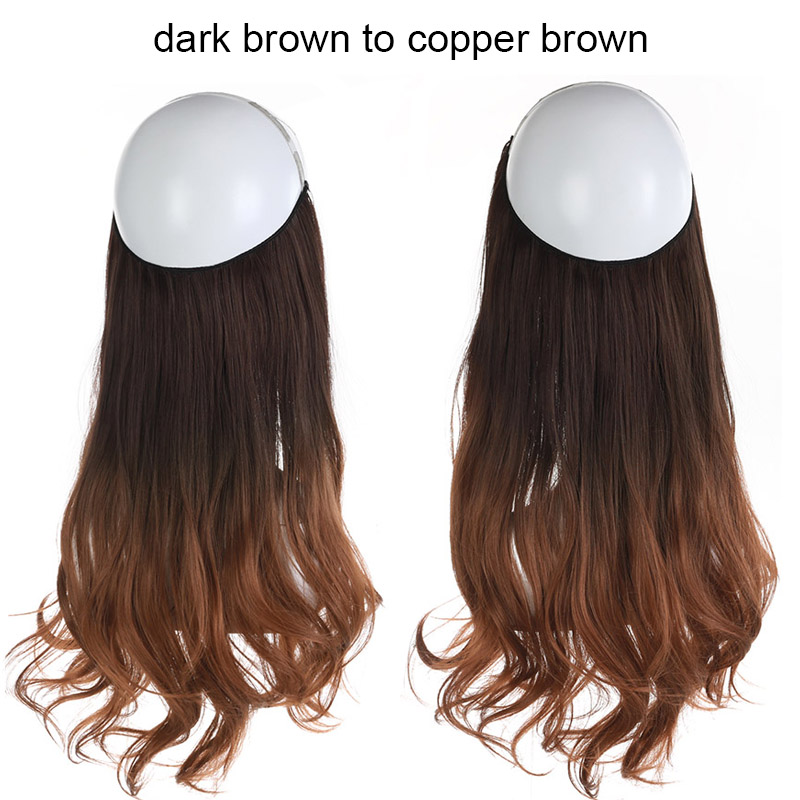 Extensiones Cabello De Liga / Halo De Fibra Resistente Al Calor M01-6T30 CASTAÑO OBSCURO MEDIO BALAYAGE RUBIO COBRIZO.