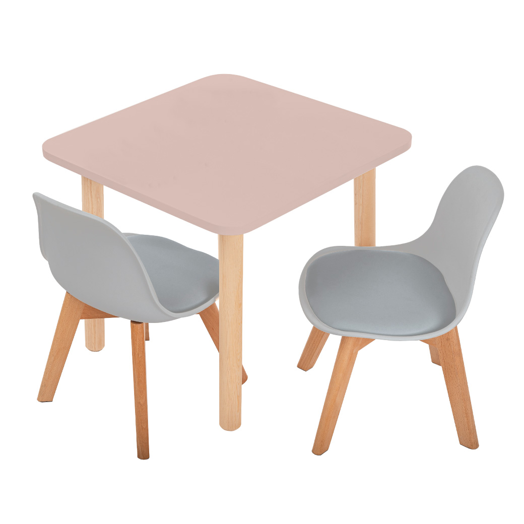 Juego de Comedor Infantil – Mesa Cuadrada y 2 Sillas - Niños y Niñas – Duduk.