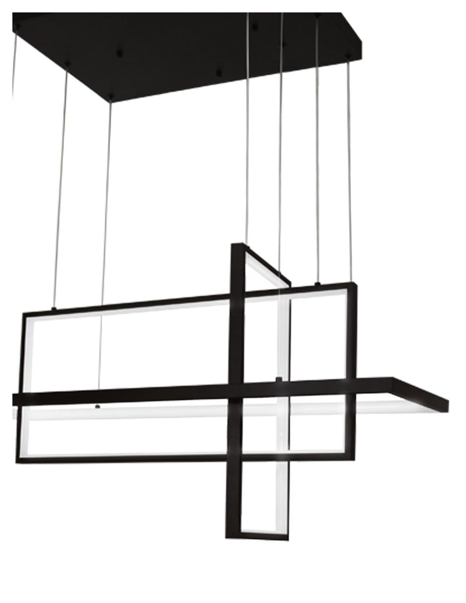 Lampara Led Colgante Moderna Con Marcos y Base Negra 100w Tres Tonos De Luz Marca Jwj Modelo JLAR-10001