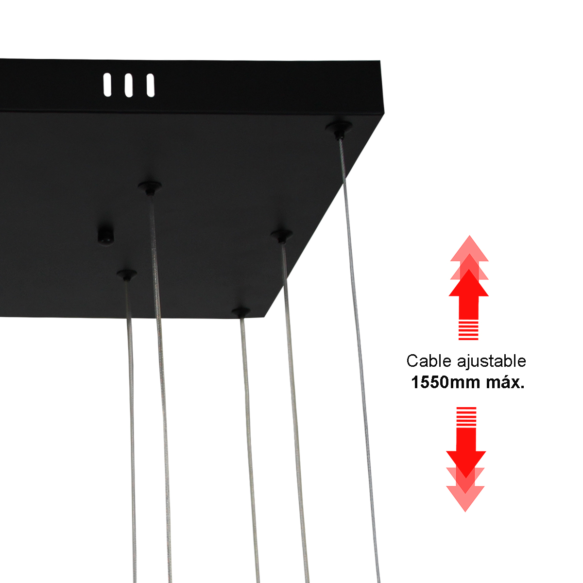 Lampara Led Colgante Moderna Con Marcos y Base Negra 100w Tres Tonos De Luz Marca Jwj Modelo JLAR-10001