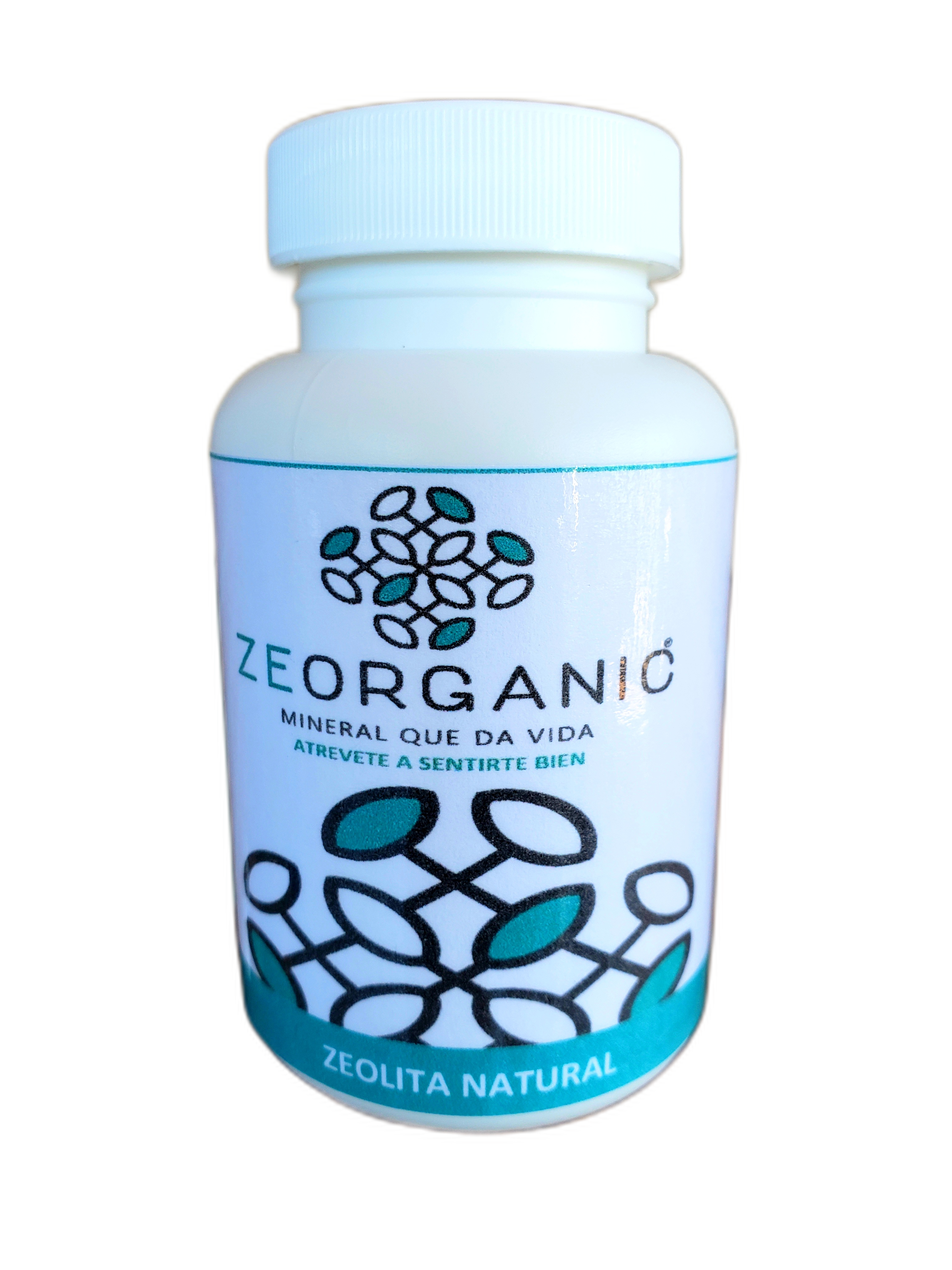 Frasco con 60 capsulas de Zeolita micronizada 96% de pureza activada para consumo humano