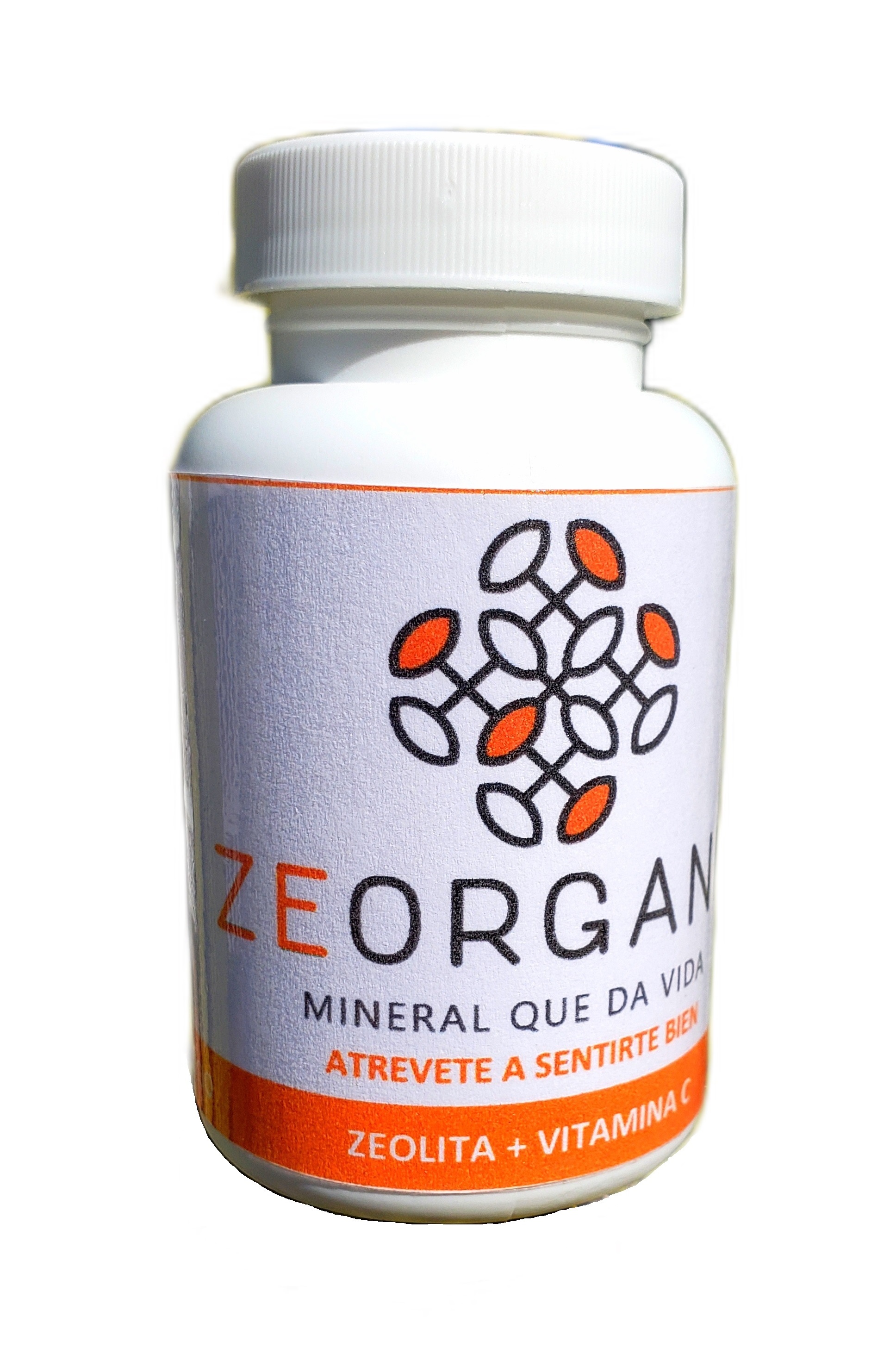 Frasco con 60 cápsulas de zeolita micronizada con Vitamina C 