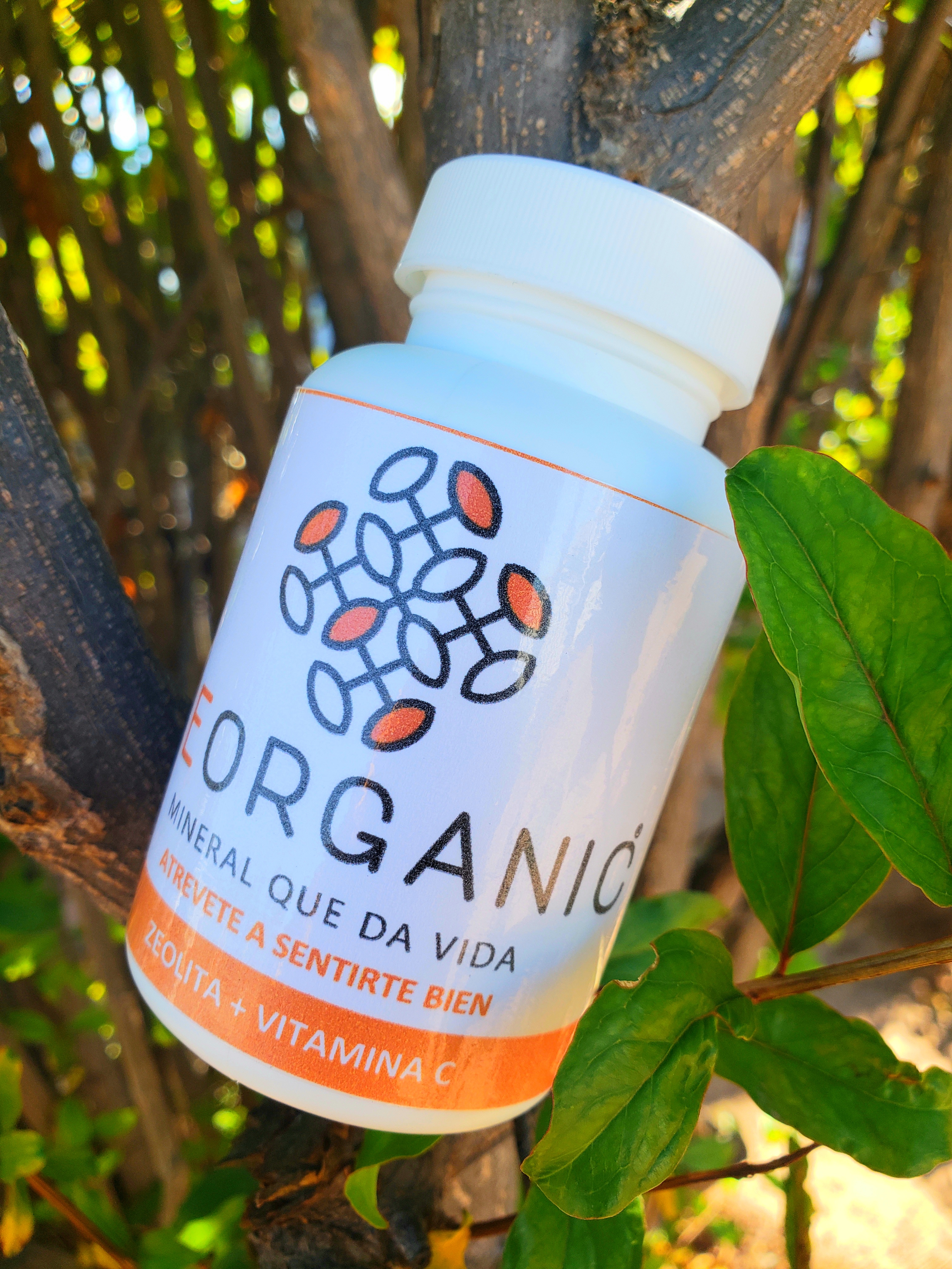 Frasco con 60 cápsulas de zeolita micronizada con Vitamina C 