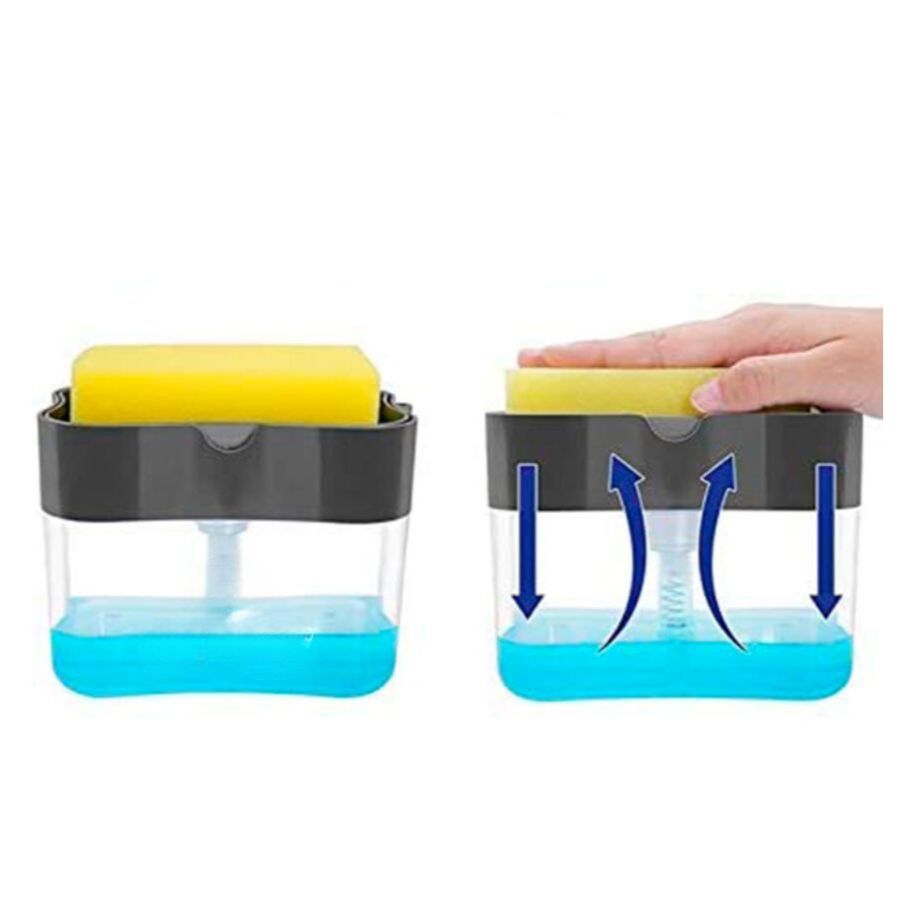 Dispensador De Jabón Liquido Lava Trastes Cocina Con Fibra.